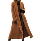 Open Stitch Wool-Blend Long Coat