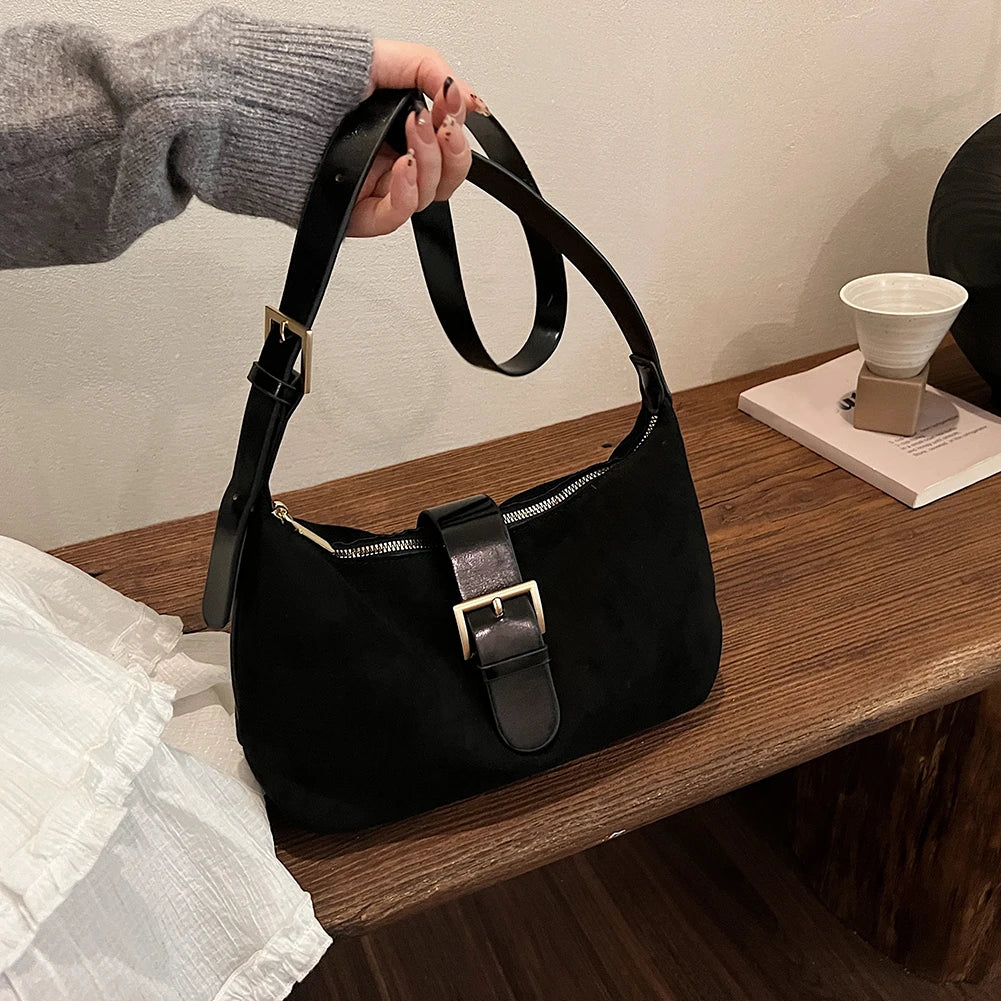 Suede Hobo Crossbody Handbag