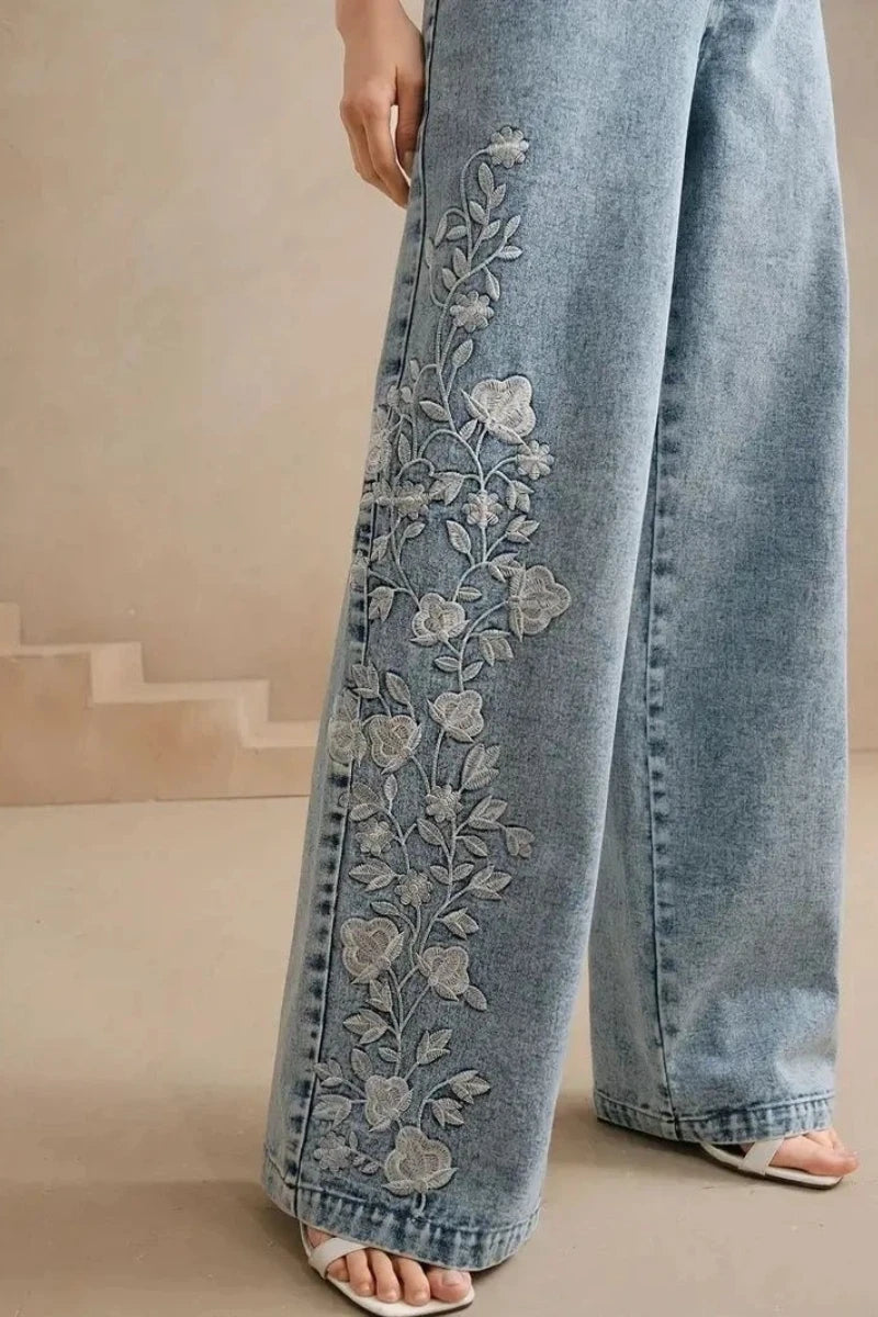 Y2K Plus Size Embroidered Jeans
