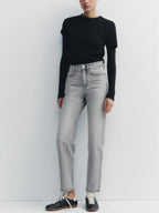 High Waist Zipper Wide Leg Jeans