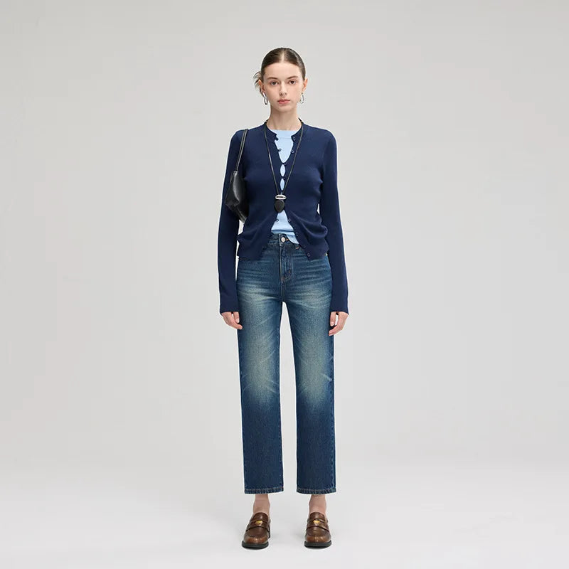 Retro Gradient Washed Denim Jeans