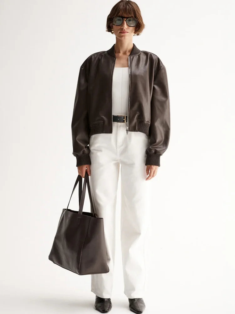 PU Leather Zip Biker Jacket