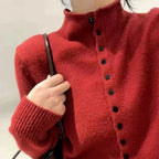 Women's Heavy Knit Stand Collar Cardigan