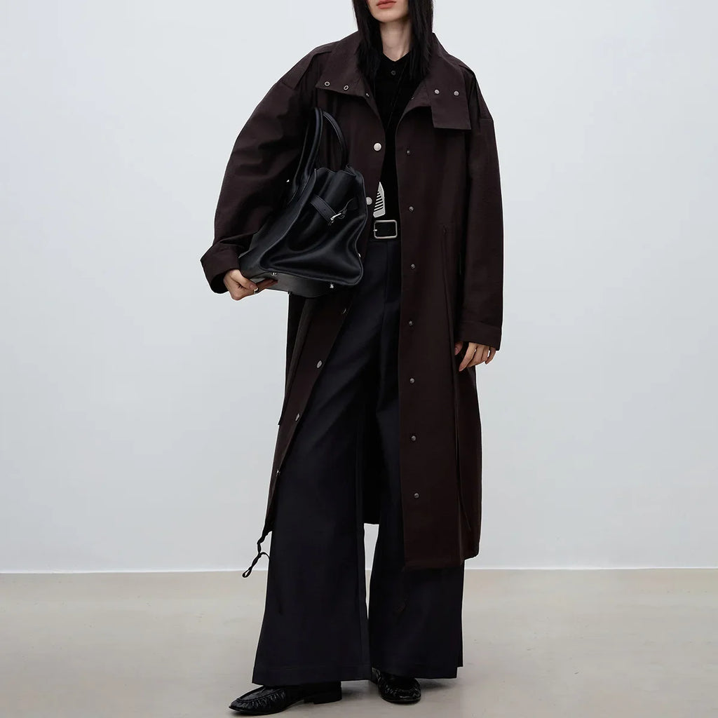 Brown Loose Fit Long Coat