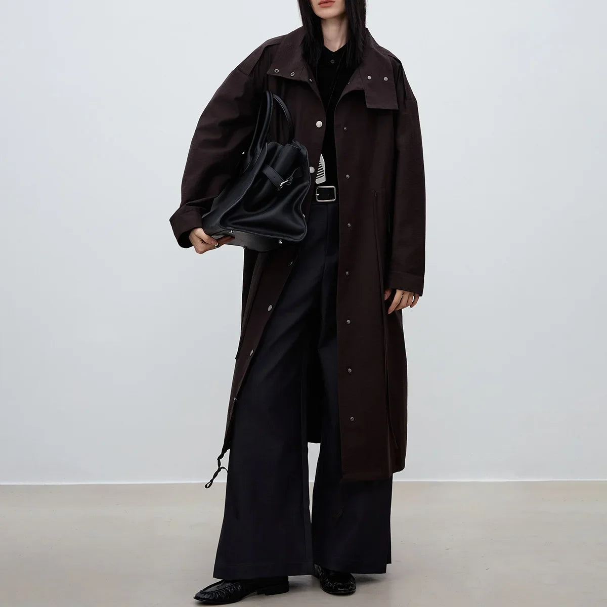 Brown Loose Fit Long Coat