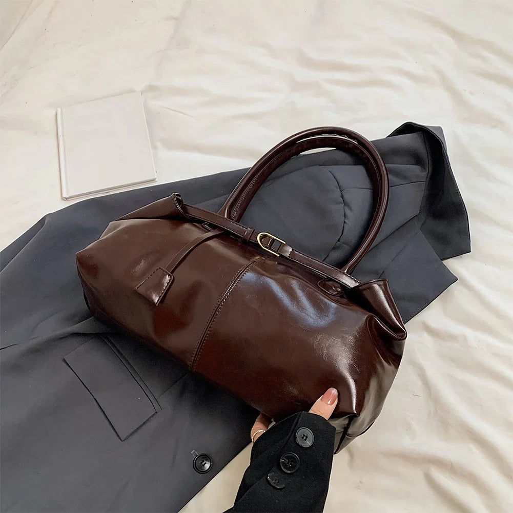 Slouchy Buckle-Closure Hobo Bag