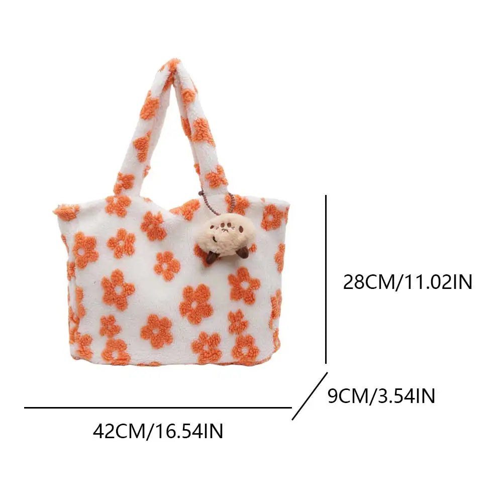 Floral Plush Velvet Tote Bag