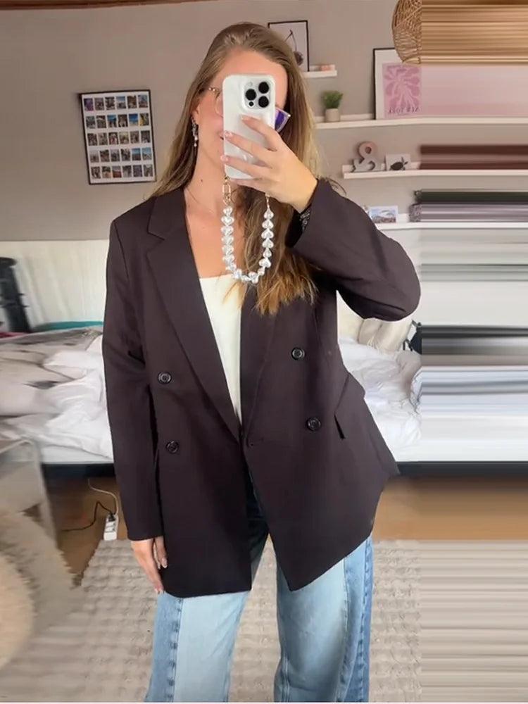 Loose Double-Breasted Short Sleeve Blazer