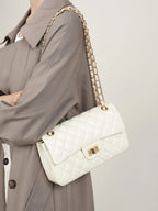 Diamond Stitch Leather Chain Bag