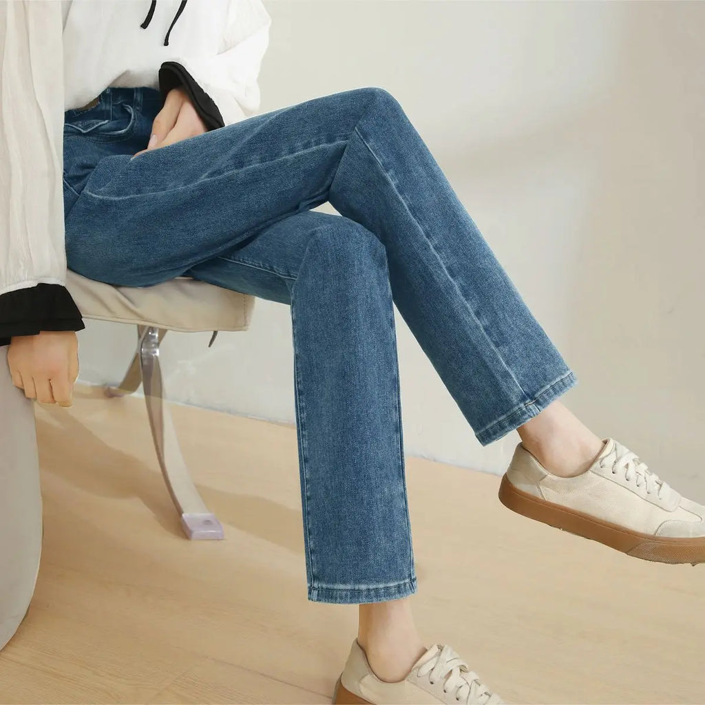 High Waist Floor Length Skinny Jeans