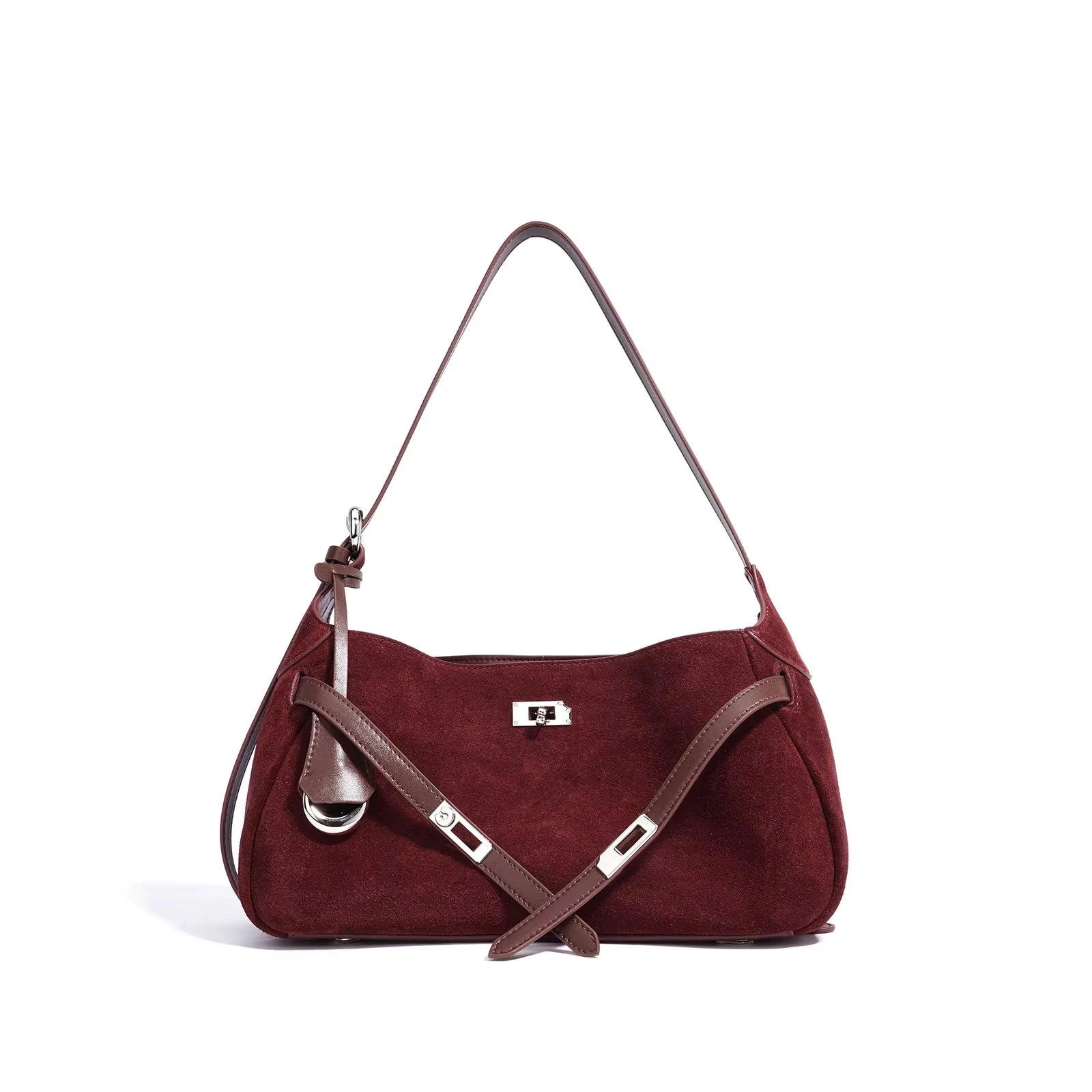 Suede Half Moon Shoulder Bag