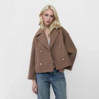 Double-Breasted Woolen Autumn Coat