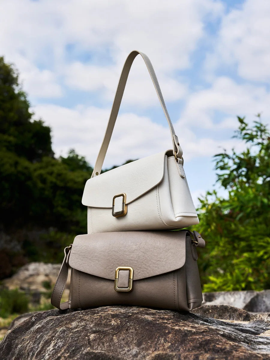 Two-Strap Leather Commuter Satchel