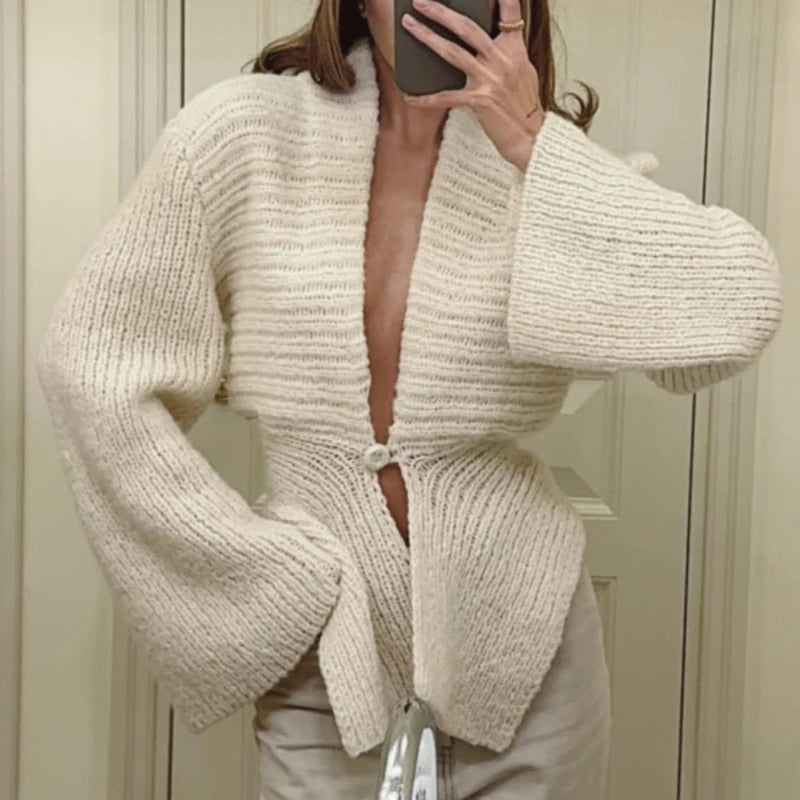Loose Hollow Out Knit Cardigan Women's