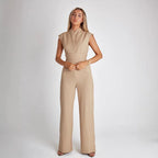 Sleeveless Wide-Leg Office Jumpsuit