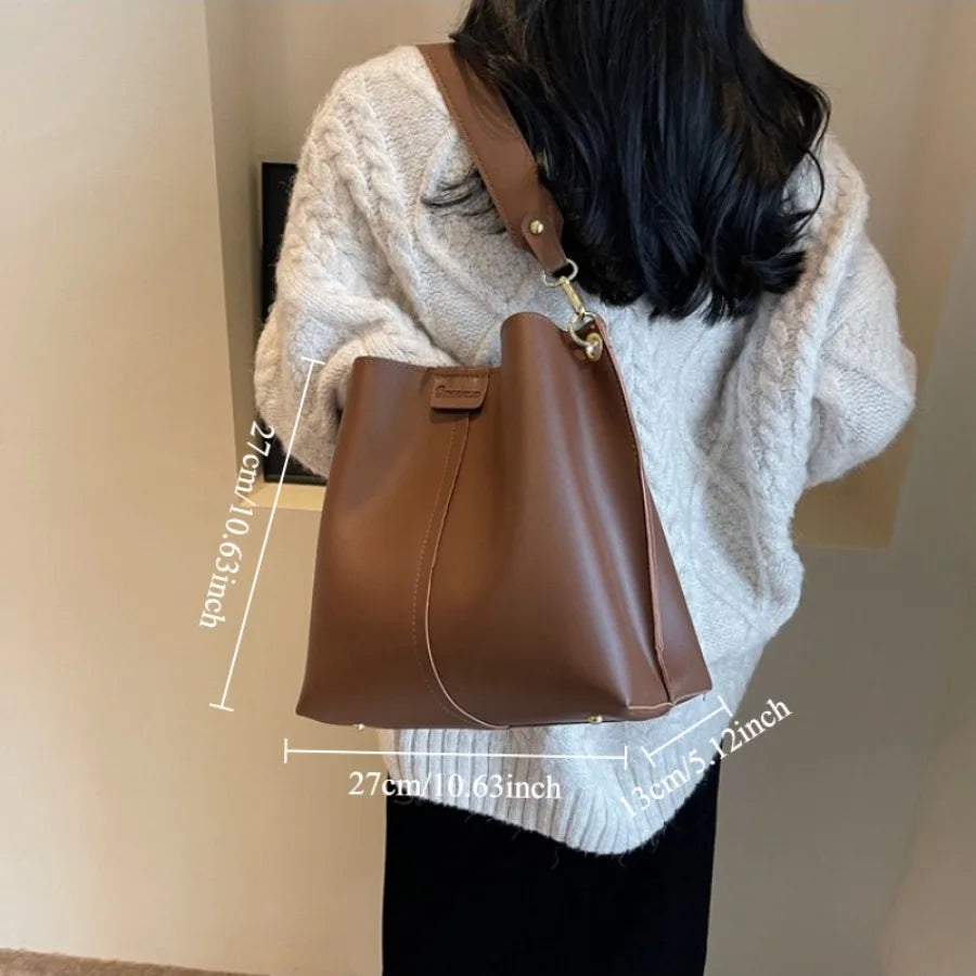 Textured Two-Strap Bucket Bag