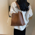 Textured Two-Strap Bucket Bag