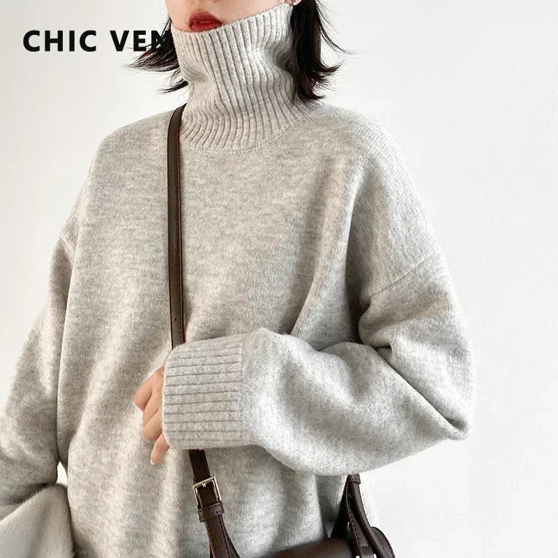 Loose Turtleneck Pullover Sweater Women's