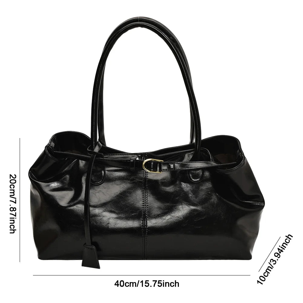 Slouchy Buckle-Closure Hobo Bag