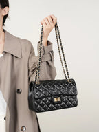 Diamond Stitch Leather Chain Bag