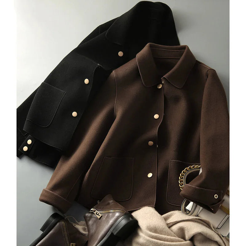 Polo Collar Double-Faced Wool Jacket