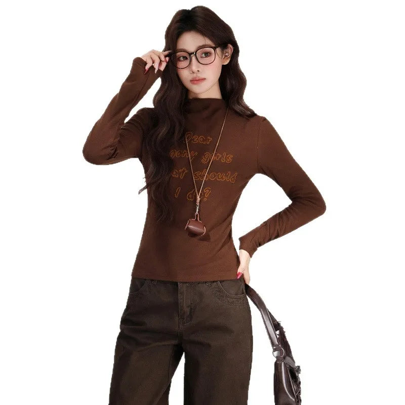 Caramel Letter Print Long Sleeve