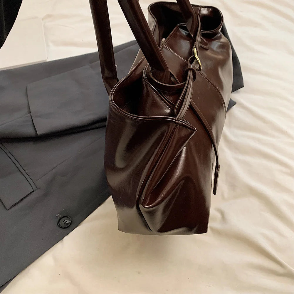 Slouchy Buckle-Closure Hobo Bag