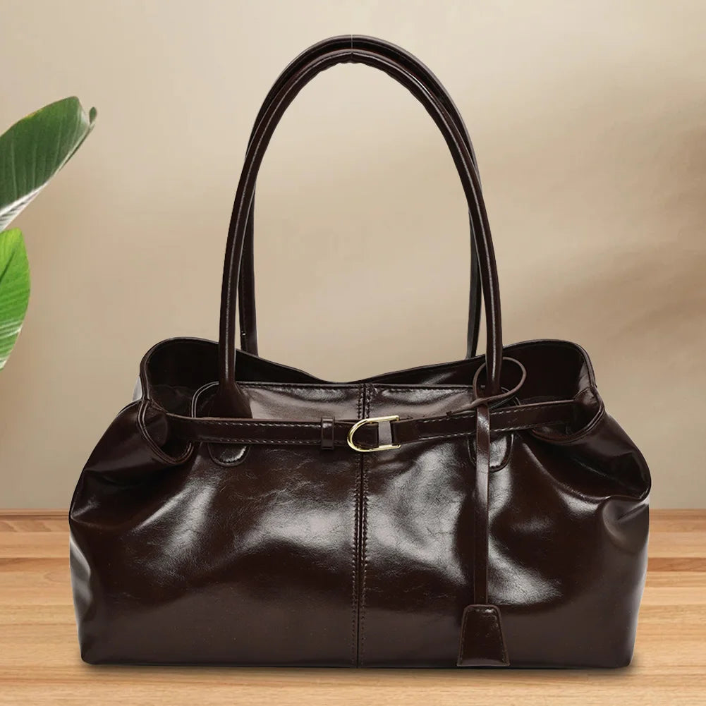 Slouchy Buckle-Closure Hobo Bag