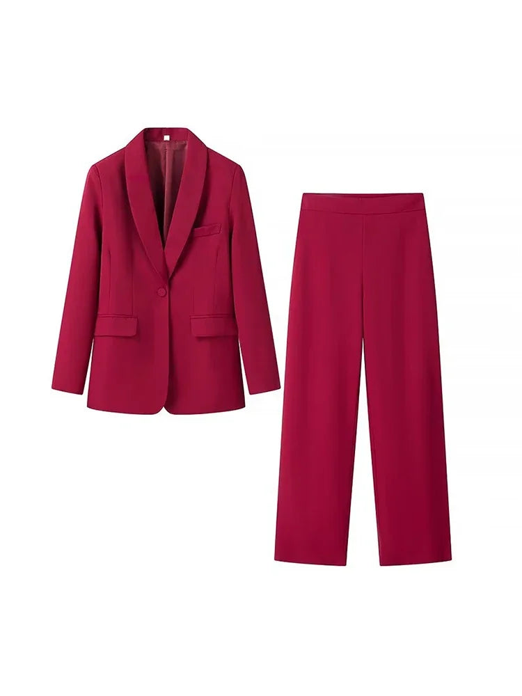 Two-Piece Single Button Blazer Set