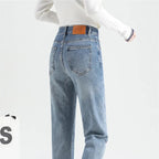 Light Blue Cuffed Straight Jeans