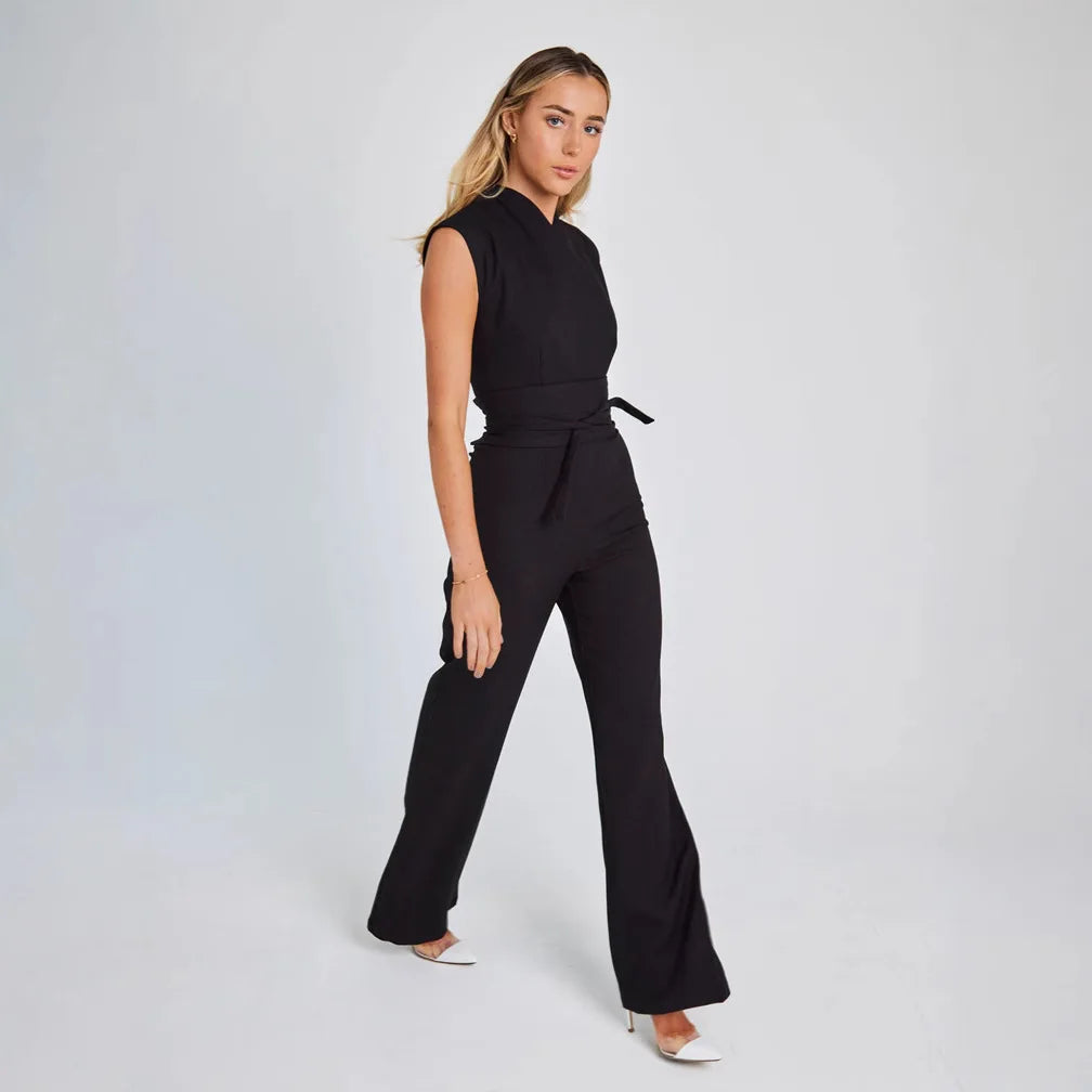 Sleeveless Wide-Leg Office Jumpsuit