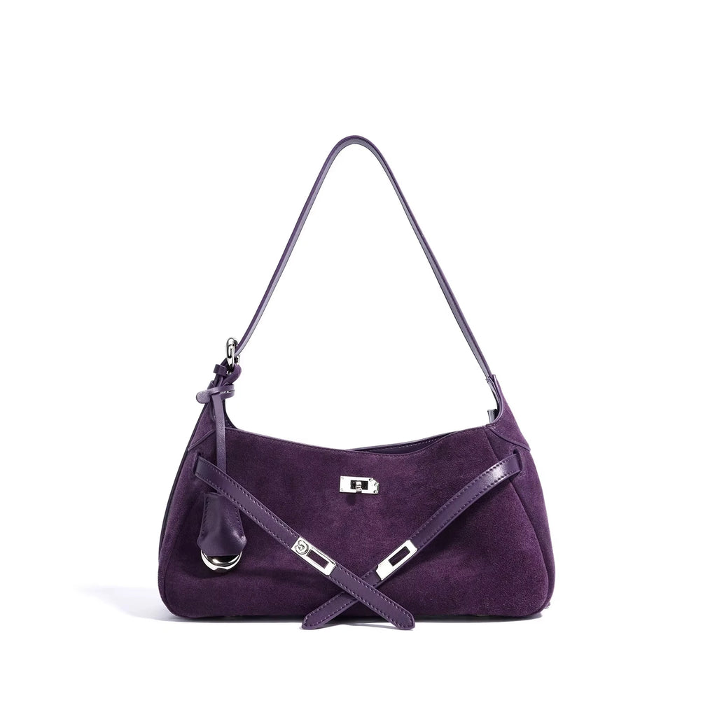 Suede Half Moon Shoulder Bag