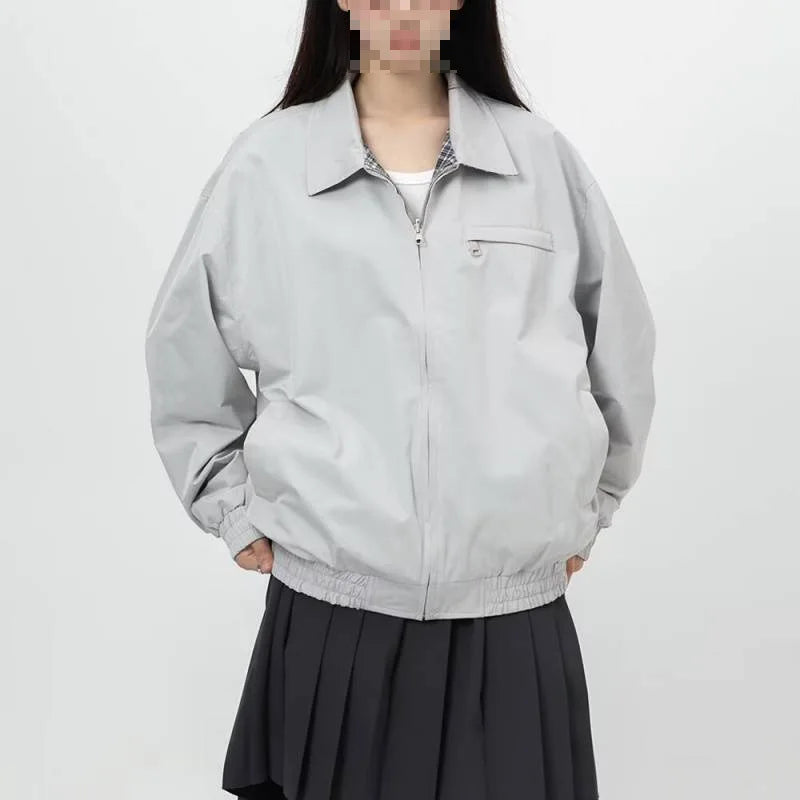 Double-Sided Plaid Stand Collar Jacket