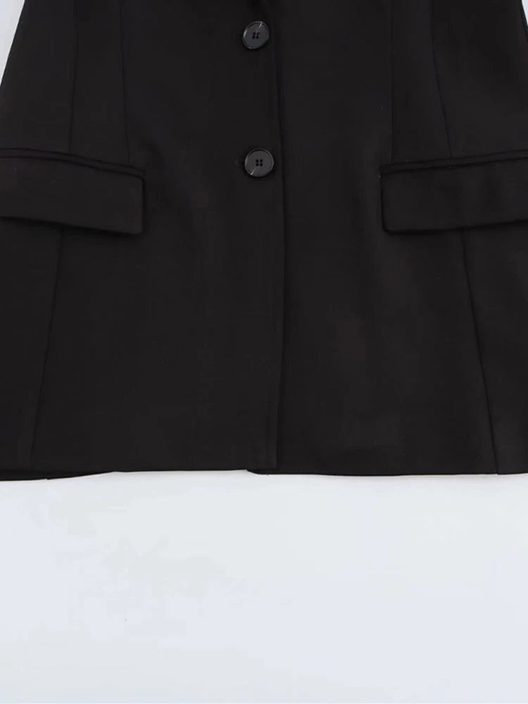 Black Slim Notch Lapel Blazer