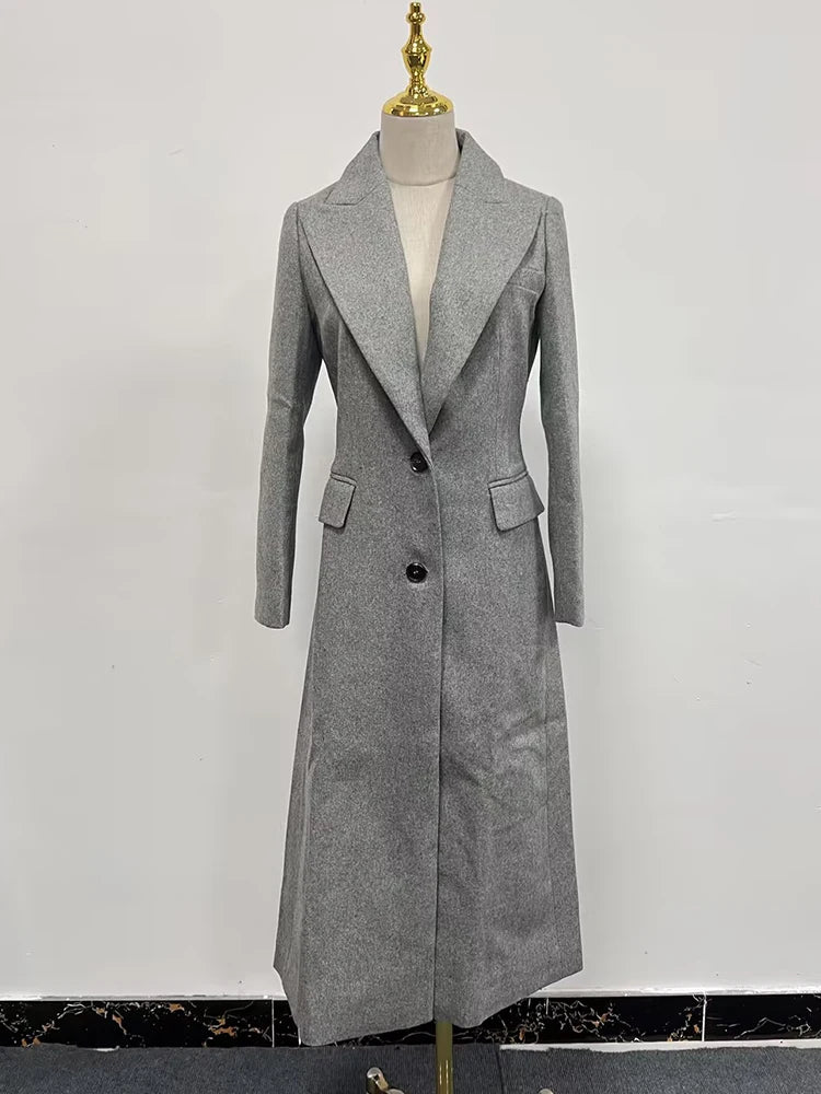 Minimalist Notched Collar Trench Coat