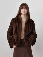 Brown Faux Mink Fur Coat