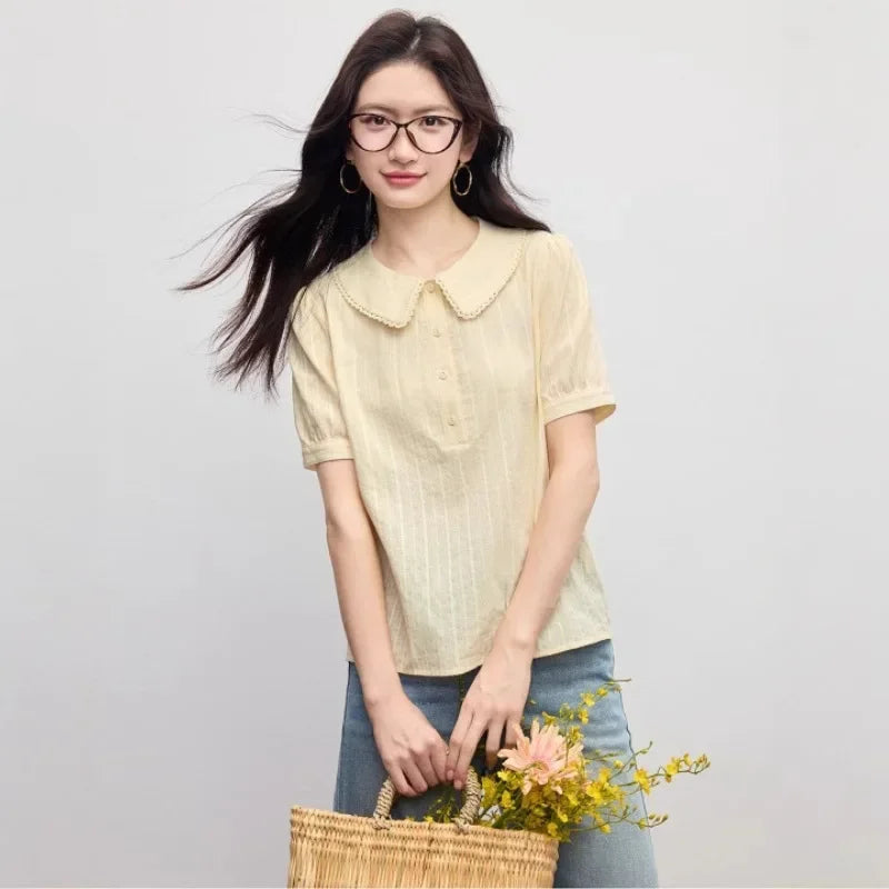 Cotton Bubble Sleeve Doll Shirt