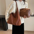 Structured Suede Commuter Shoulder Bag