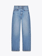 High Waist Zipper Wide Leg Jeans