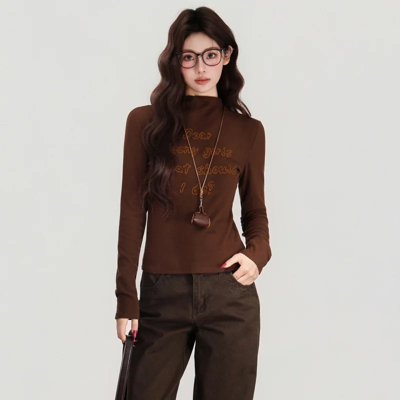 Caramel Letter Print Long Sleeve