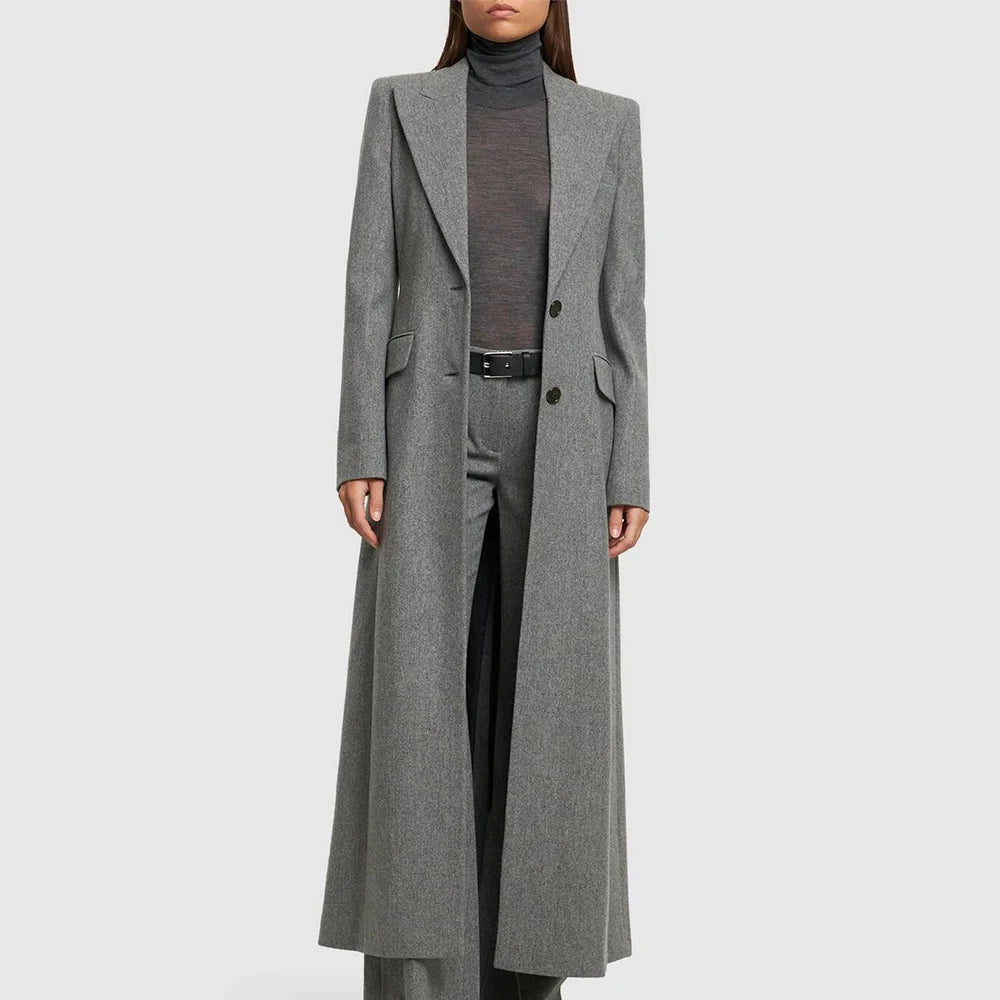 Minimalist Notched Collar Trench Coat