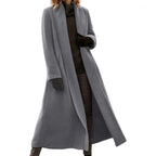 Open Stitch Wool-Blend Long Coat