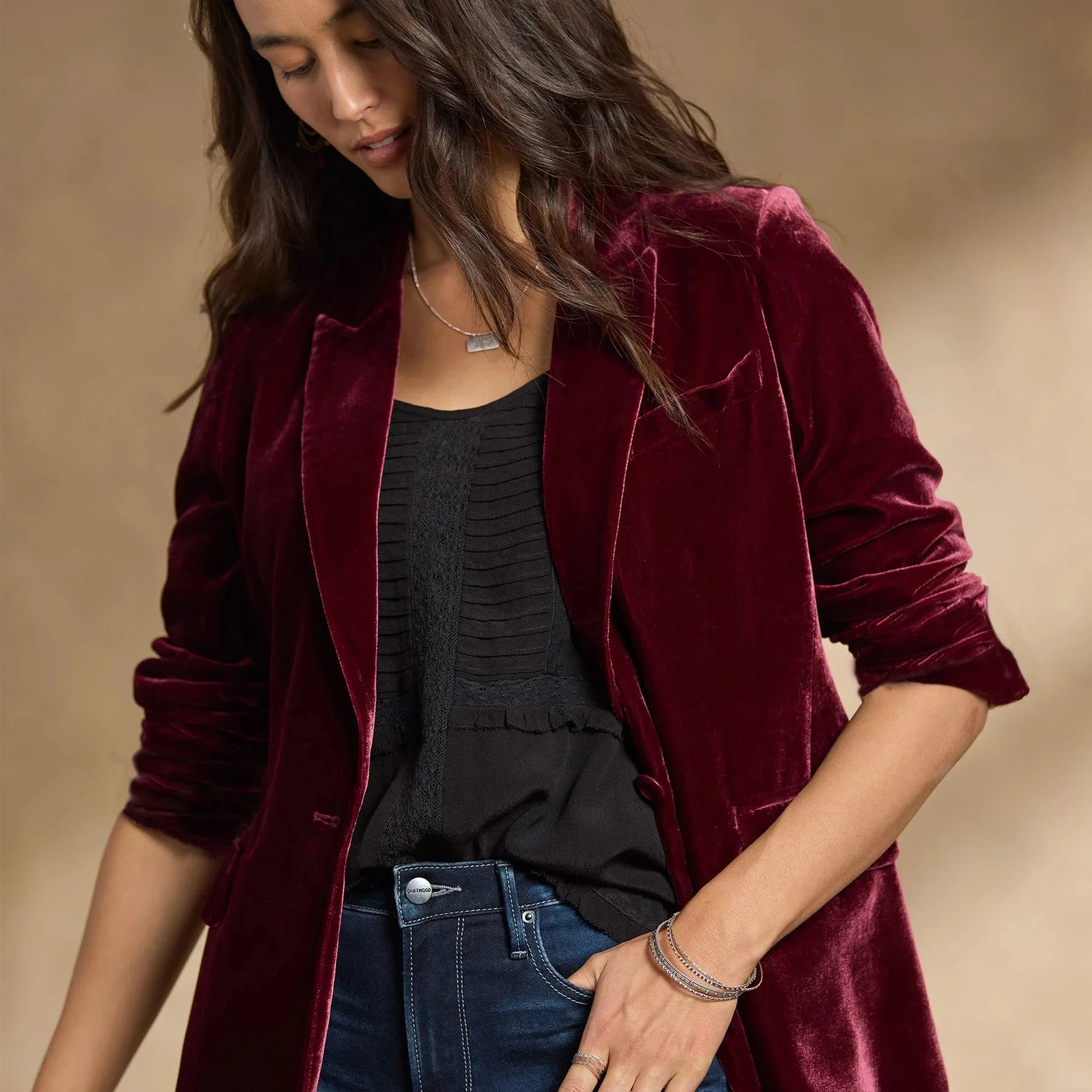 Western-Style Cropped Suit Jacket