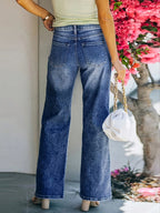 Elastic Waist Wide Leg Jeans