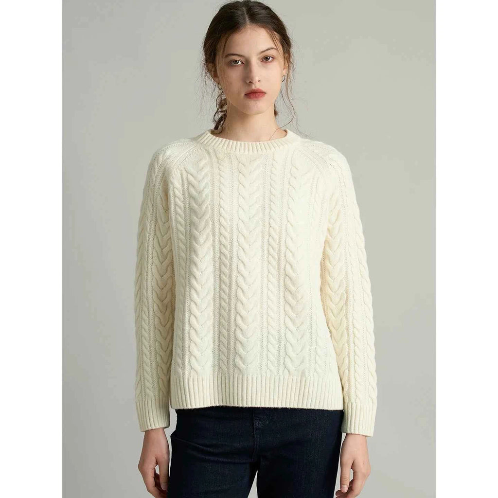 XIE 'Balance White' 00% Wool Knitted Sweater Women's Autumn Winter Thiened Tassel Knitwear Casual Straight Fit round Ne