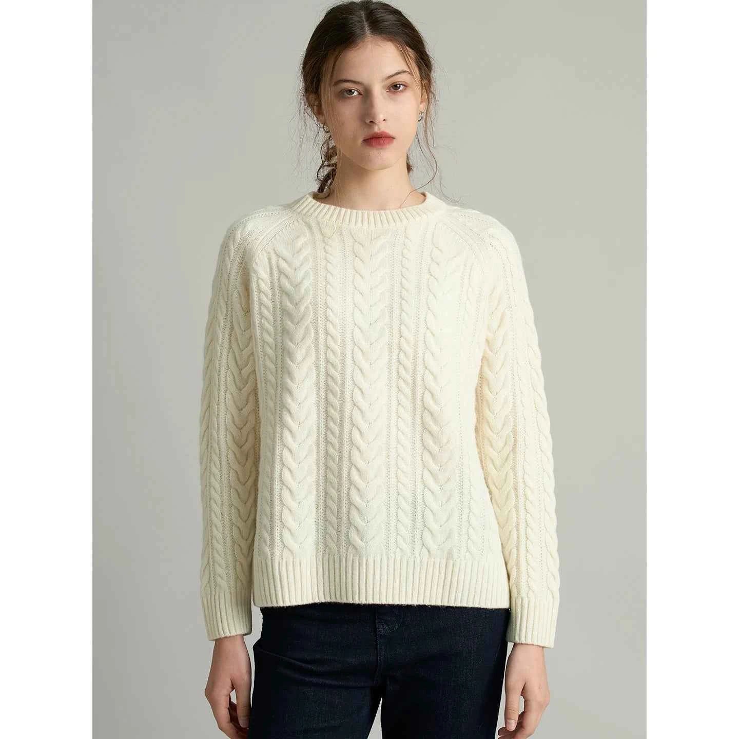 XIE 'Balance White' 00% Wool Knitted Sweater Women's Autumn Winter Thiened Tassel Knitwear Casual Straight Fit round Ne