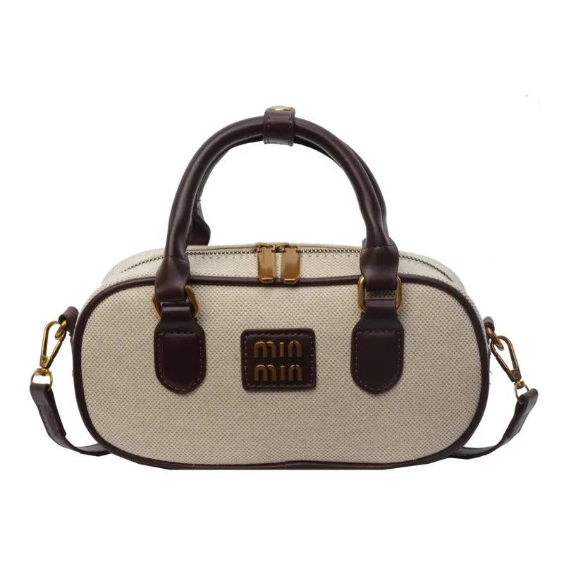 Canvas Baguette Crossbody Messenger Bag