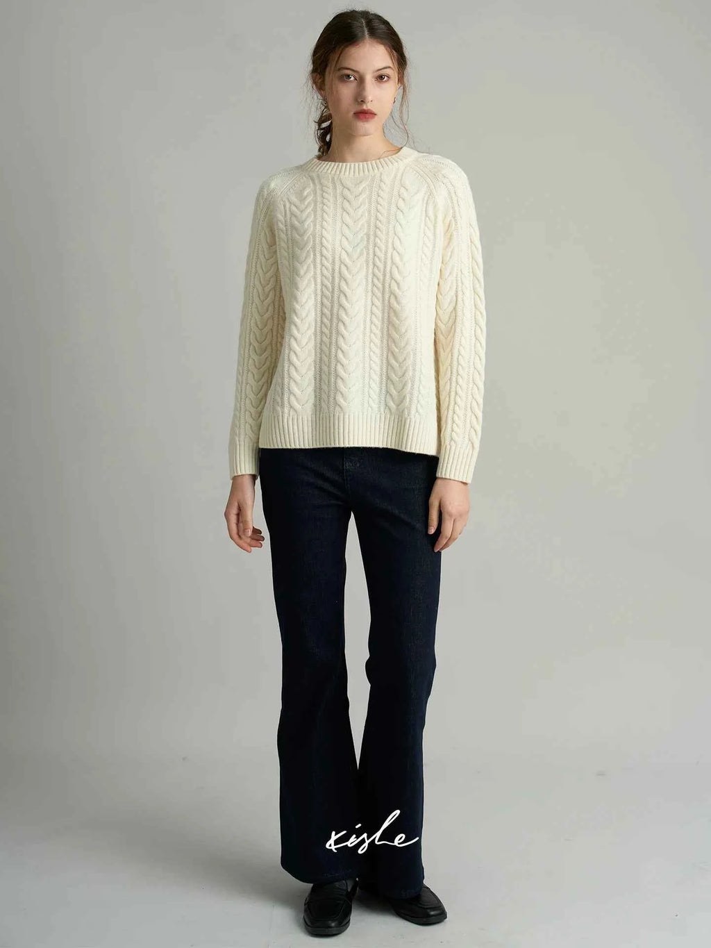 XIE 'Balance White' 00% Wool Knitted Sweater Women's Autumn Winter Thiened Tassel Knitwear Casual Straight Fit round Ne