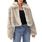 Faux Fur Turn-Down Collar Coat