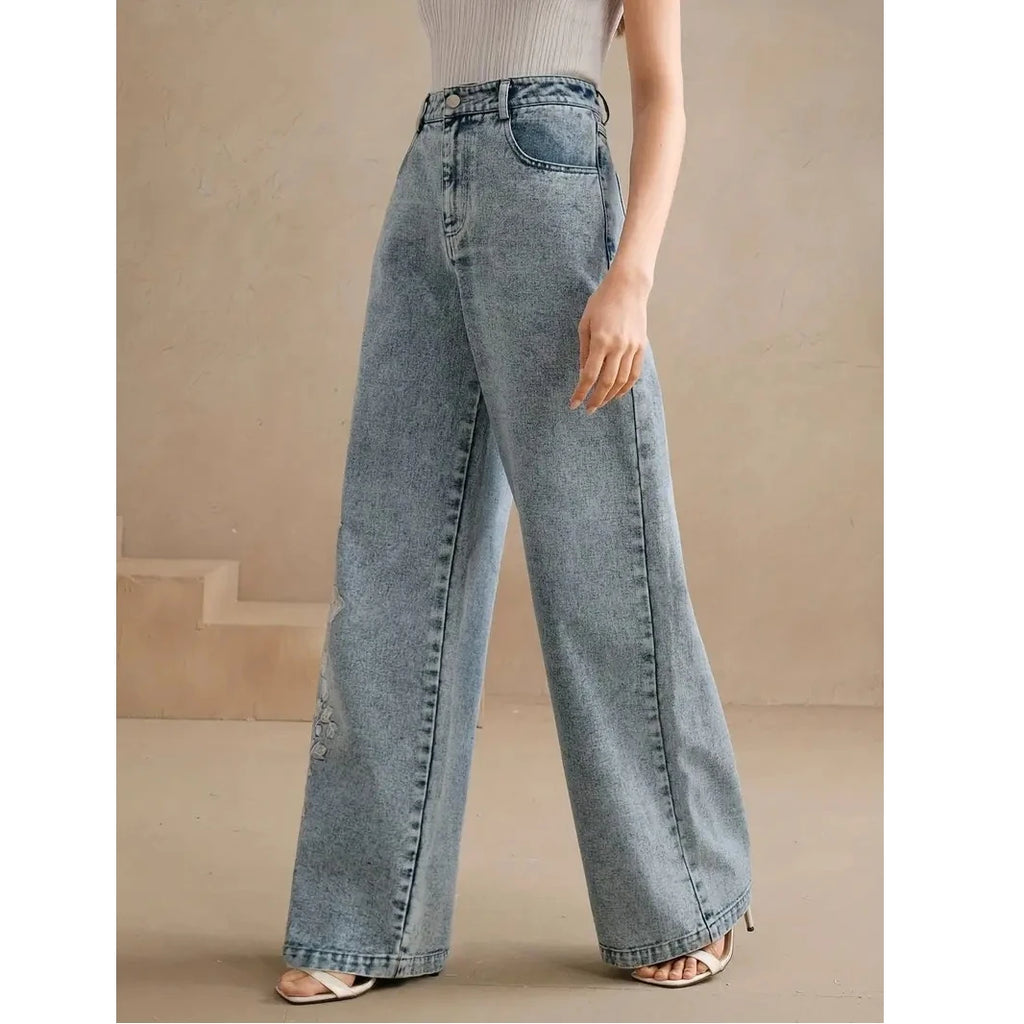 Y2K Plus Size Embroidered Jeans